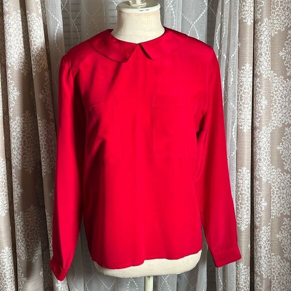 Vintage Alcott & Andrews 100% Silk Red Blouse - Size 4 - Picture 1 of 6